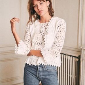 Sezane Jonah Blouse Fr 36 US4 Ecru